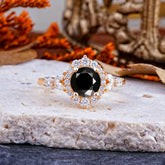 Luxury 4-Prong Round Cut Black Onyx Engagement Ring
